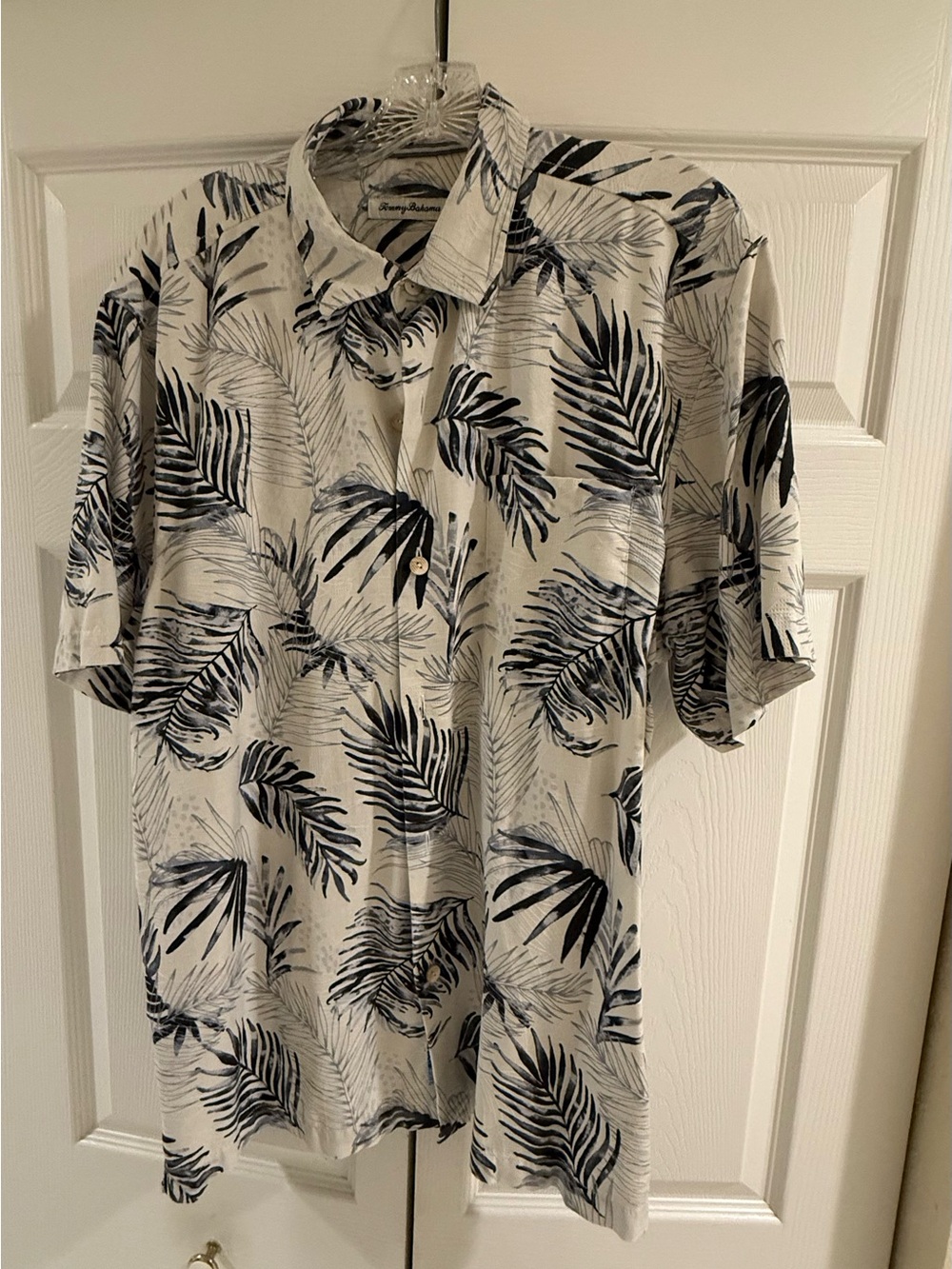 Tommy Bahama Short-Sleeve Leaf Print Button-Up Shirt - White/Cream